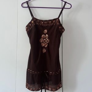 Brown With Gold Accents Flowy Top
